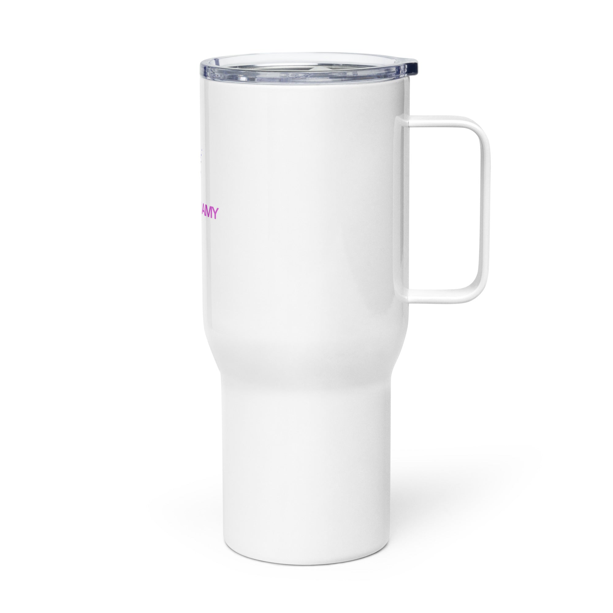 Travel mug with a handle